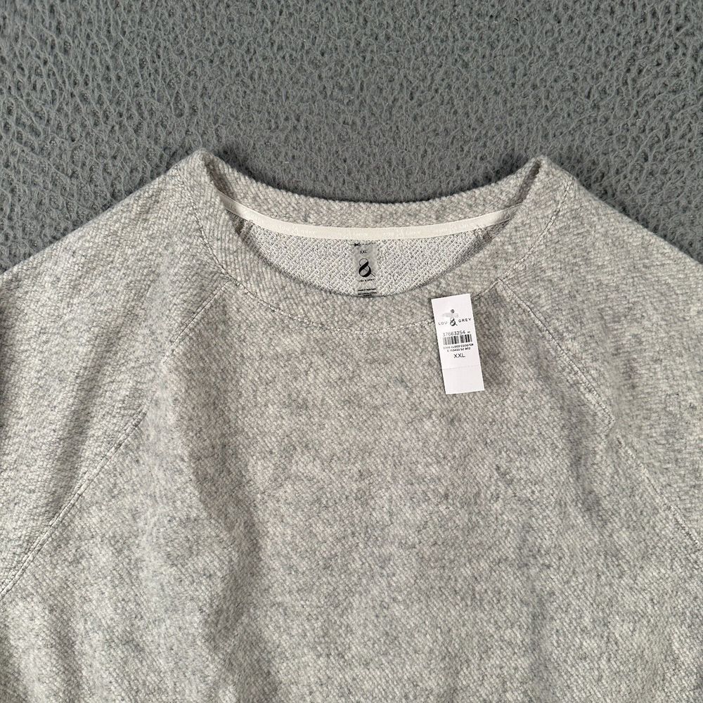 Lou & Grey Cozy‎ Textured Sweatshirt Womens 2XL Heather Gray Drawstring NWT - Picture 2 of 8